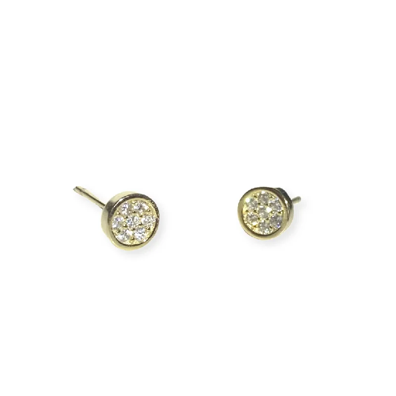 Cute Crystal Earrings-Geovana Round Pave Disc Studs