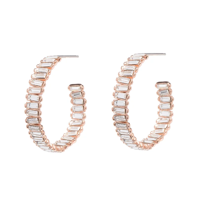 Abstract Design Earrings-Baby Serena Hoops in Rose Gold