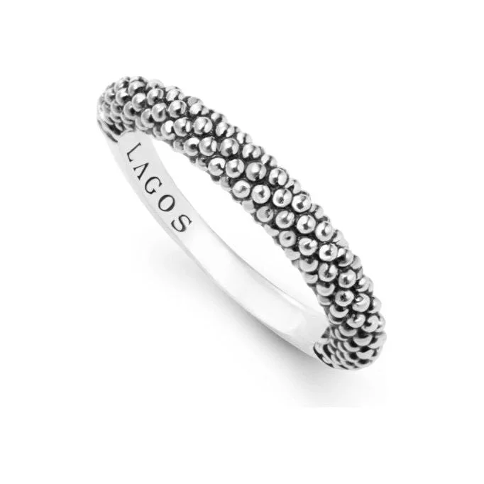 Customizable Wedding Ring-Lagos Sterling Silver Caviar Stacking Ring