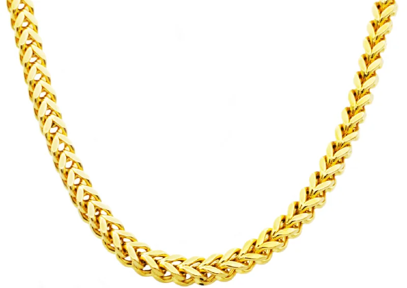 Personalized Diamond Necklace-Mens 8mm Gold Stainless Steel Franco Link Chain Necklace