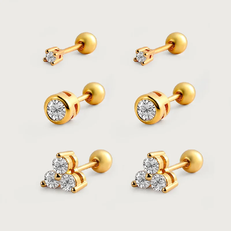 Heart Shaped Drop Earrings-Moissanite Sleep Stud Earrings Set