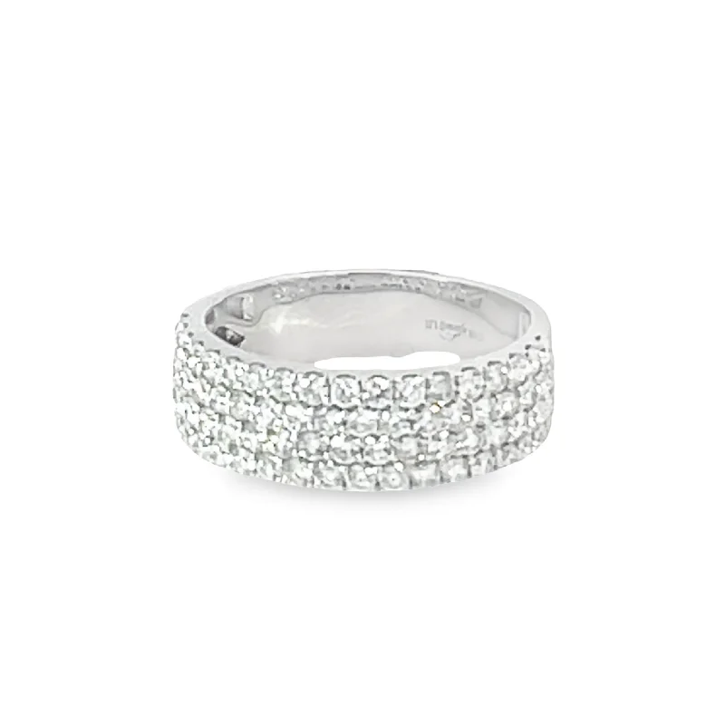 Stackable Wedding Band Set-Three-Row Pave Diamond Ring