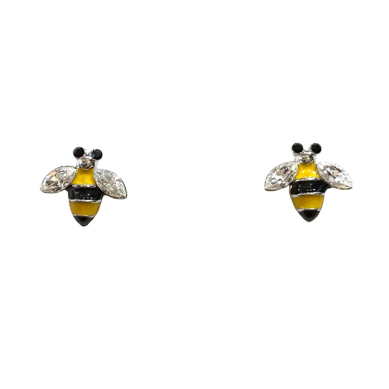 Long Diamond Earrings-Bumble Bee Brass Earrings