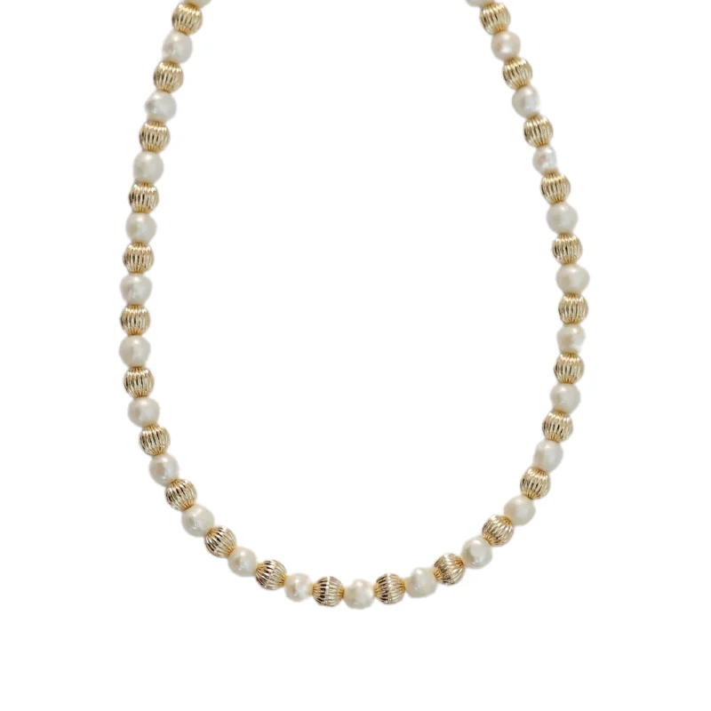 Crystal Beaded Necklace-"MIA" 14k gold-filled & pearl beaded Choker/Necklace