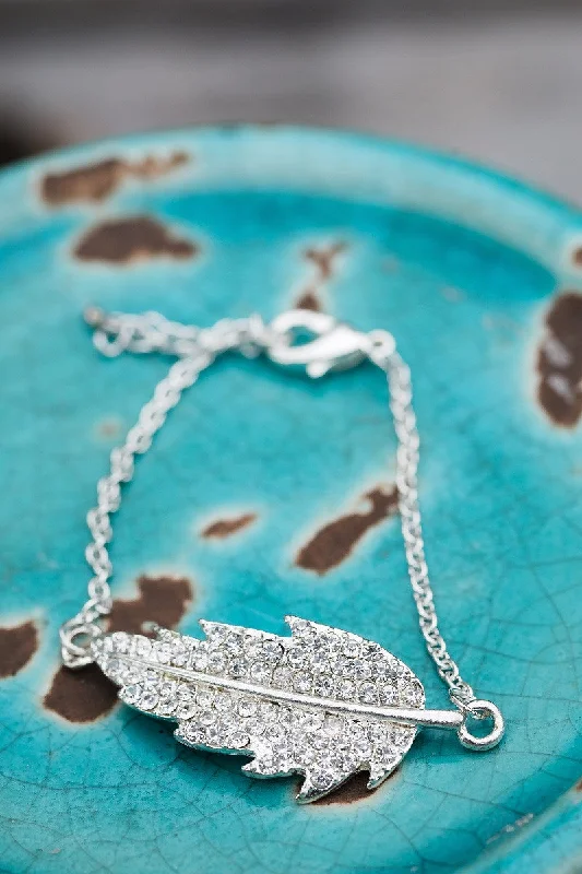 Simple Bar Bracelet-Sparkle Leaf Bracelet