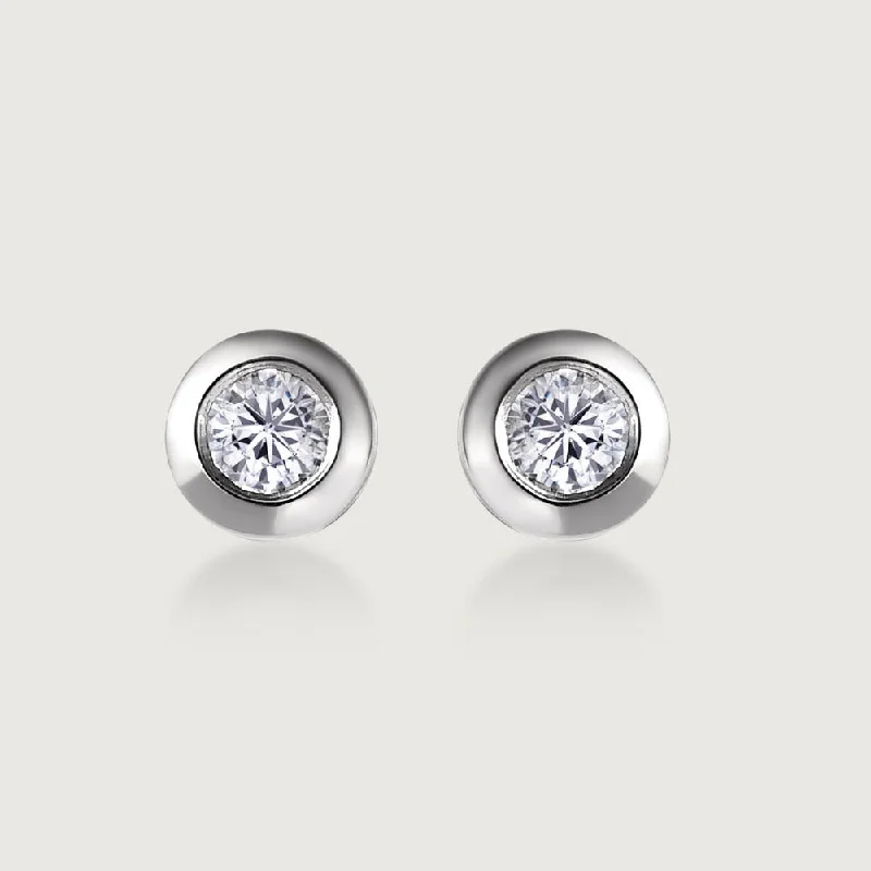 Blue Sapphire Earrings-Solitaire Diamond Stud Earrings in Platinum VS-EF diamonds