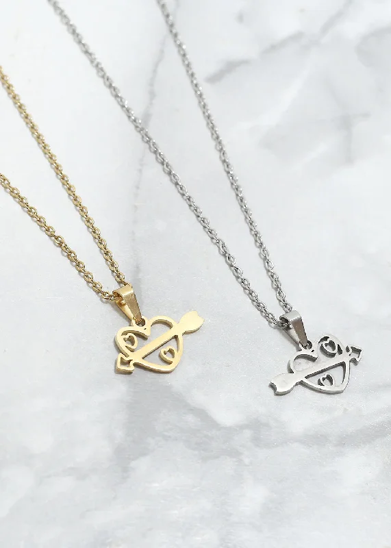 Fashion Silver Pendant Necklace-Heart & Arrow Necklace