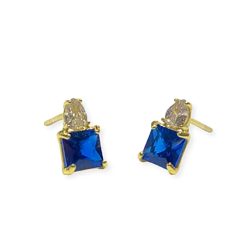 Artistic Drop Earrings-Amy Square Birthstone Baguette Deco Studs