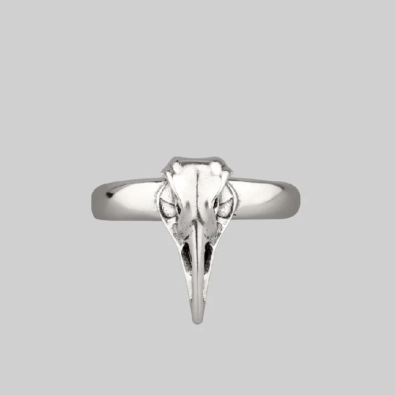 Infinity Ring for Women-MERLA. Silver Raven Skull Ring