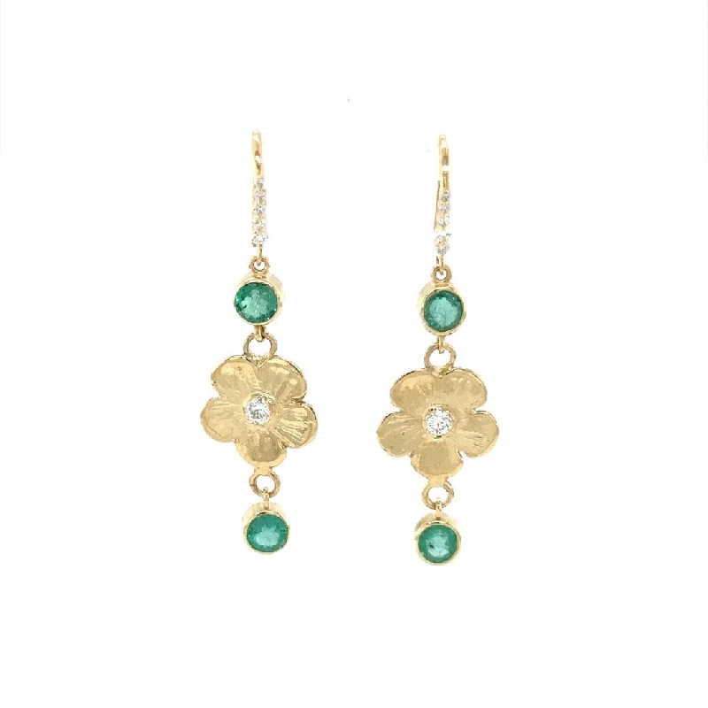 Tassel Earrings for Women-Emerald and Diamond Petunia Earrings