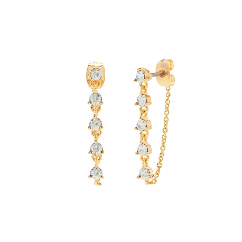 Large Crystal Drop Earrings-Sydney Earrings in Gold