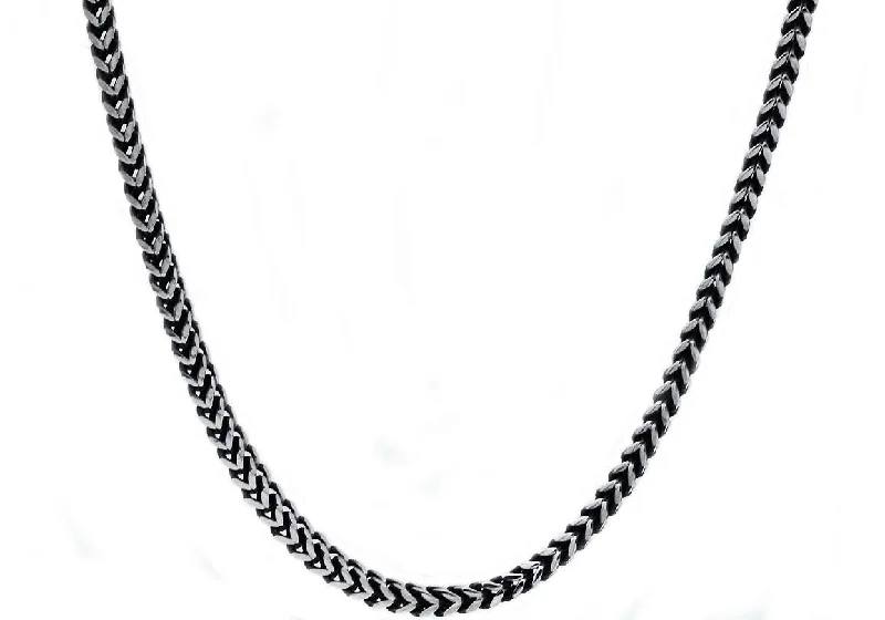 Simple Bar Necklace-Mens 4mm Darkened Stainless Steel Franco Link Chain Necklace