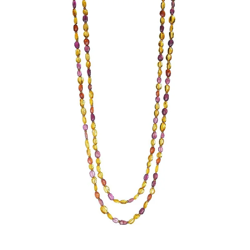 Fashion Pendant Necklace-60 Inch Citrine Bead Necklace