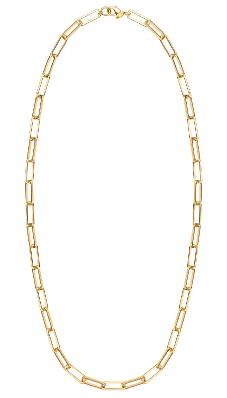 Gold Heart Pendant Necklace-Long Rectangular Link