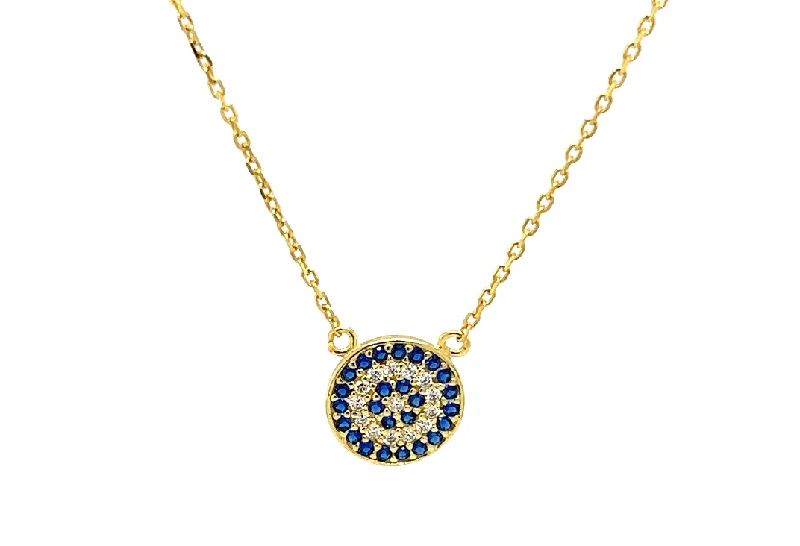 Minimalist Diamond Necklace-Evil Eye "HERA" Sapphire Necklace