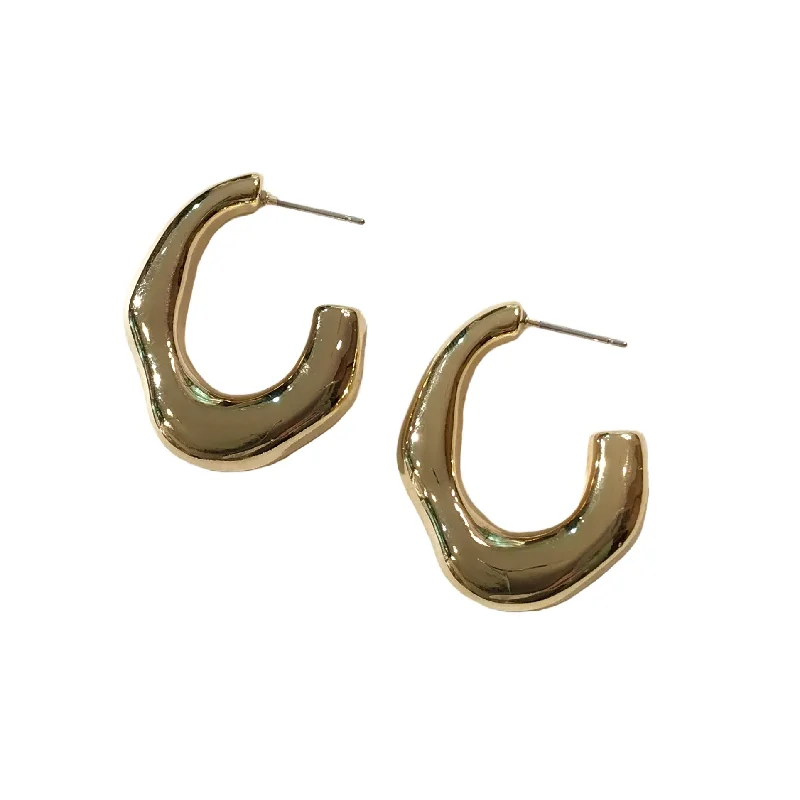 Small Gemstone Earrings-Crysta Thick Uneven Hoops