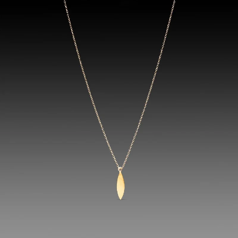 Stylish Diamond Necklace-Gold Single Leaf Necklace