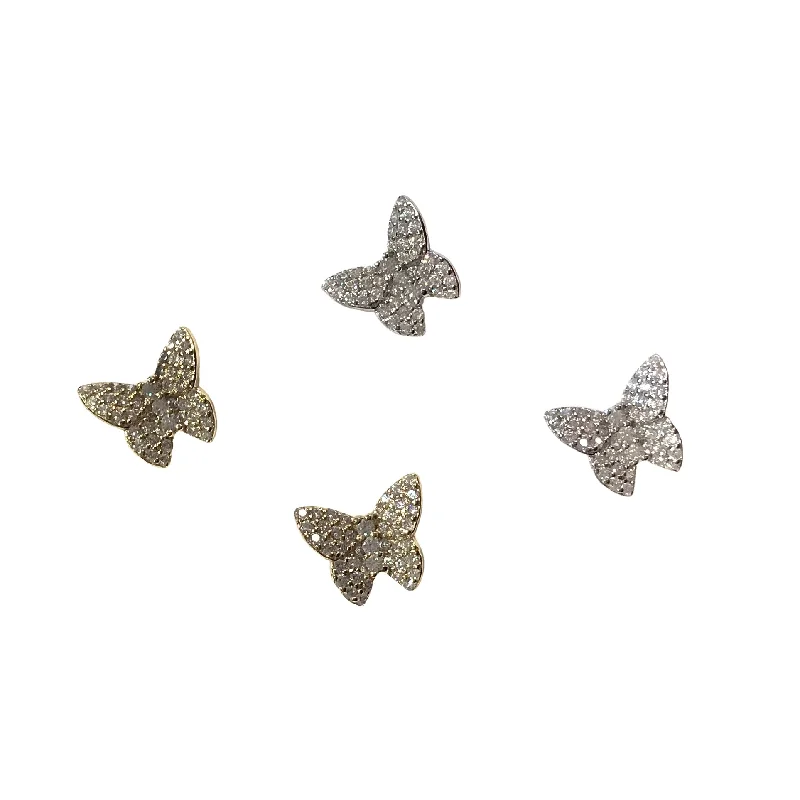 Silver Bead Earrings-Sweet Butterfly Pave 3D Earrings