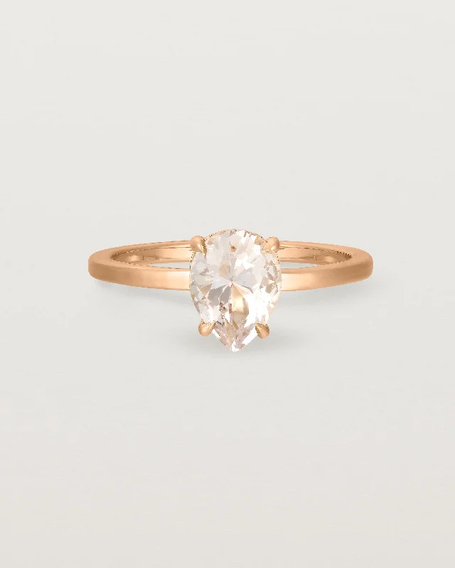 Silver Ring with Birthstone-Una Pear Solitaire | Morganite