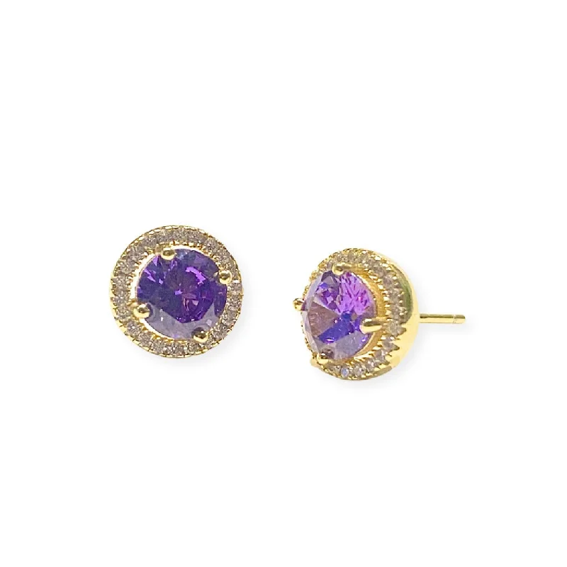 Premium Silver Earrings-Adriene Birthstone Sparkle GOLD Studs