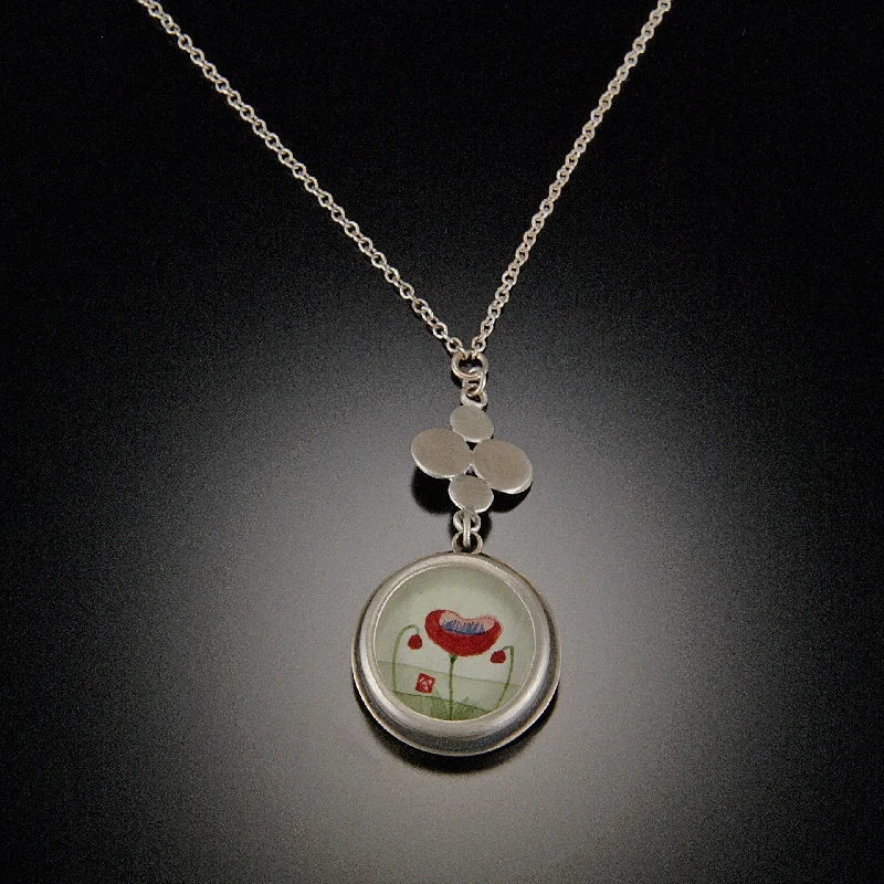 Personalized Gold Pendant Necklace-Round Poppy Necklace