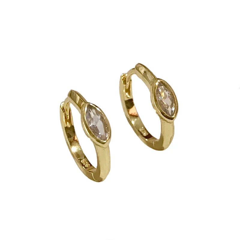 Eco-Friendly Earrings-Marquis Bezel Huggies