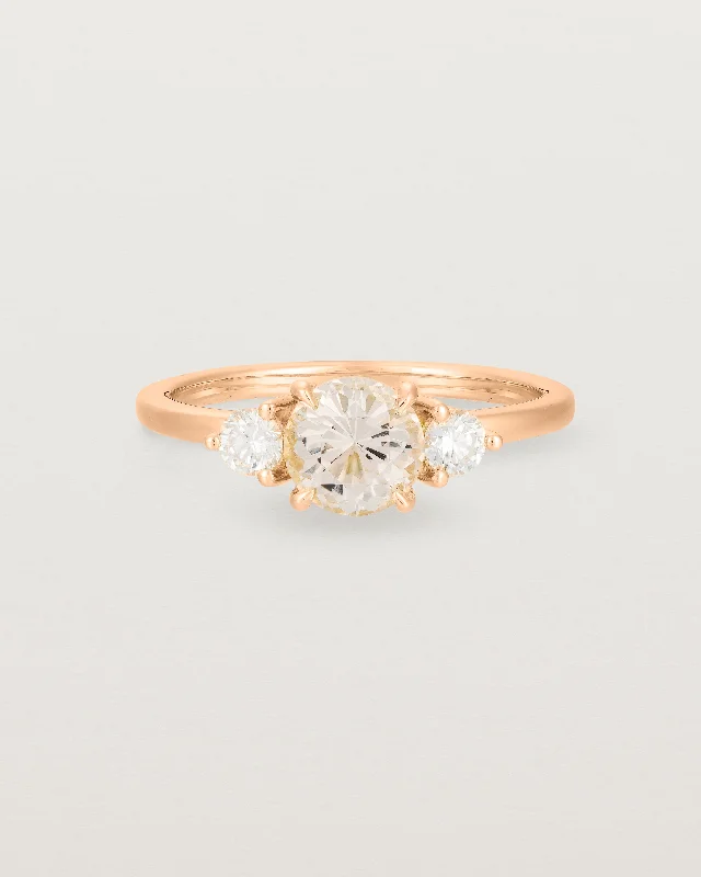 Luxury Wedding Ring-Petite Una Round Trio Ring | Morganite & Diamonds