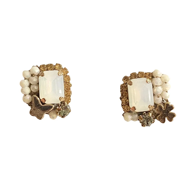 Vintage Gemstone Earrings-Cluster Stud Earrings