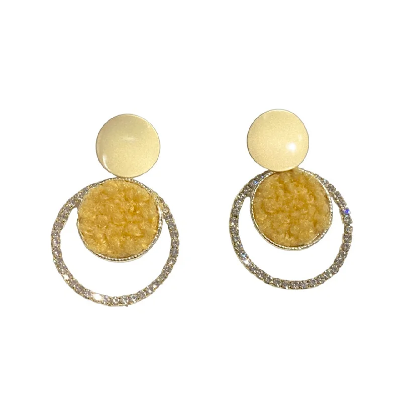 Silver Earrings with Diamonds-Kory Fuzzy Round Earring