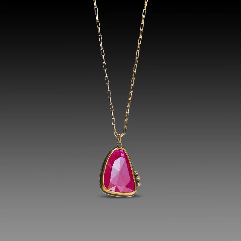 Colorful Pendant Necklace-Organic Ruby Necklace