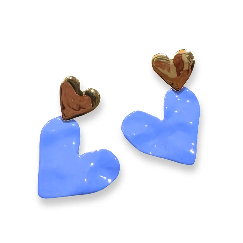 Modern Drop Earrings-Heart Color Statement Earrings