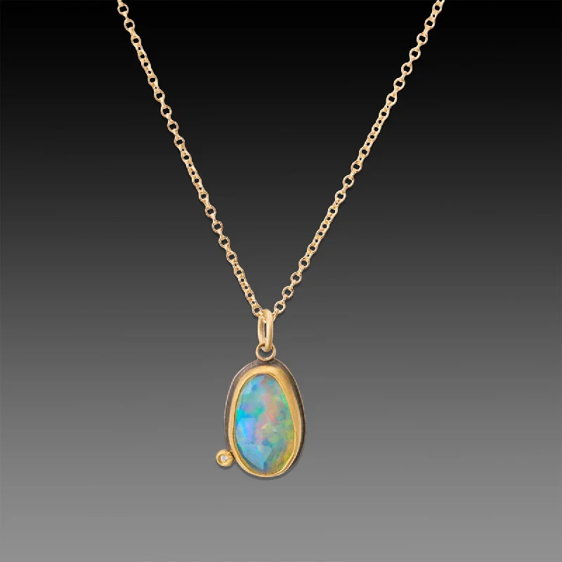 Trendy Silver Necklace-Ethiopian Opal Necklace