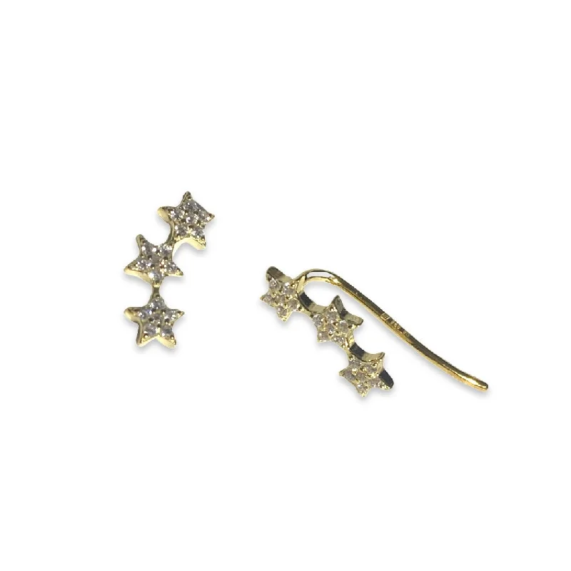 Birthstone Stud Earrings-Star Crawler Earrings