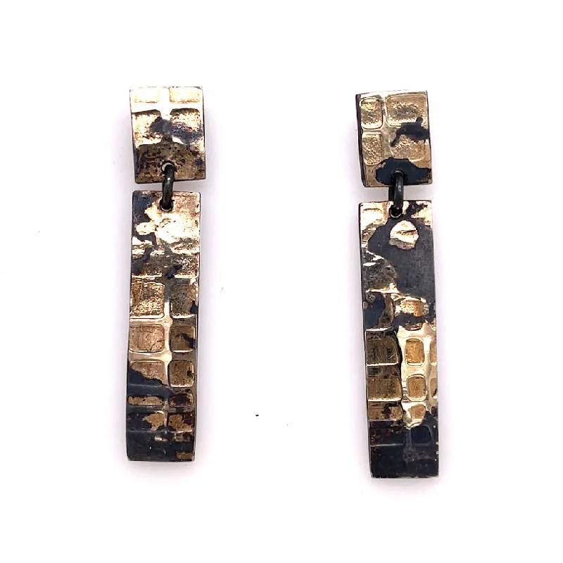 Colorful Gemstone Earrings-Fused Gold Rectangle Earrings - RE1890KOX