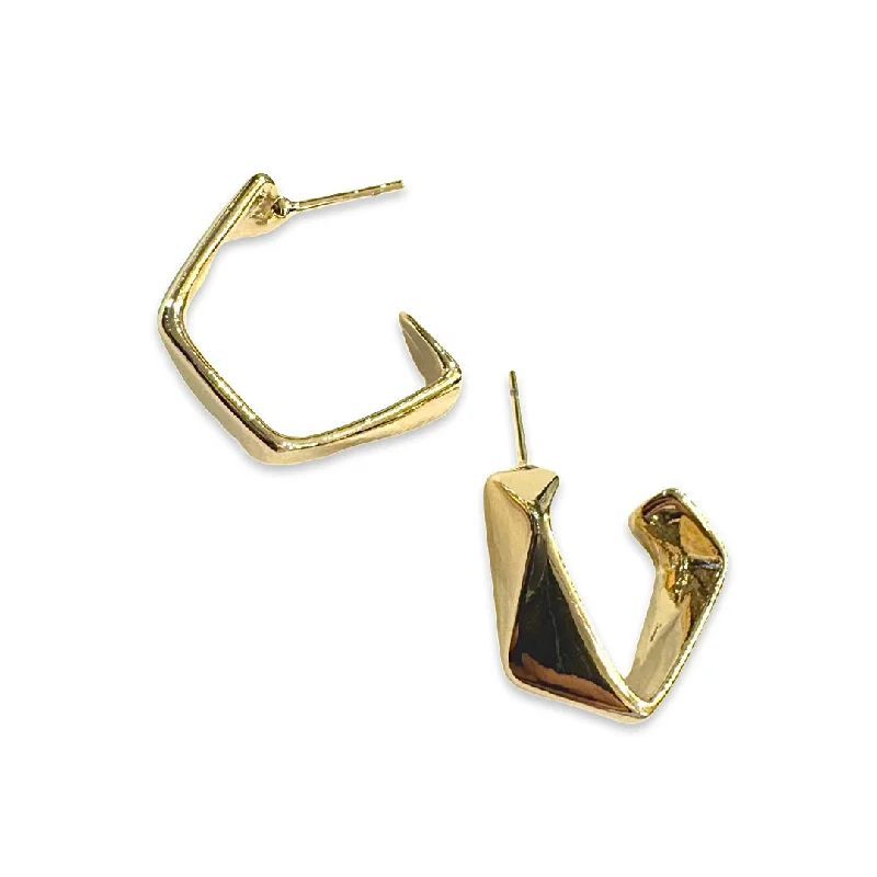 Gold Dangle Earrings-Gold Filled Edgy Open Hoops