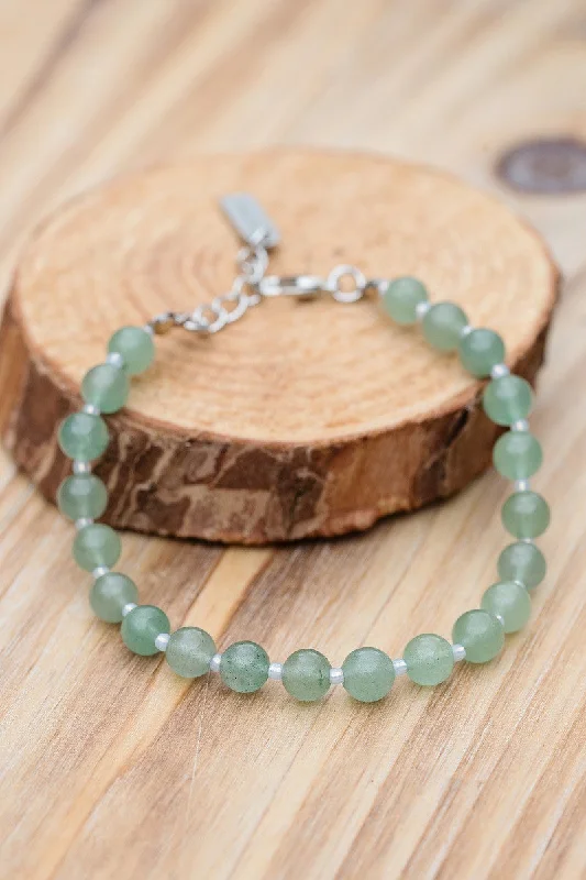 Adjustable Leather Bracelet-Green Aventurine Bracelet