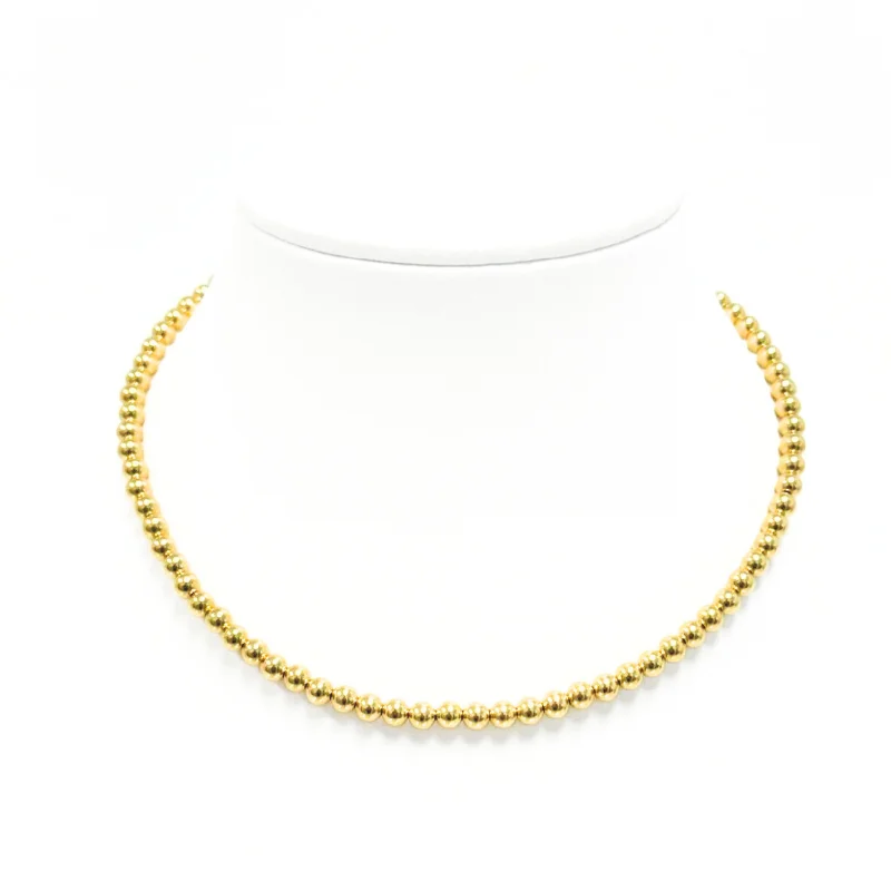 Elegant Gold Necklace-5MM 14K Gold-Filled Ball Beaded Choker/Necklace