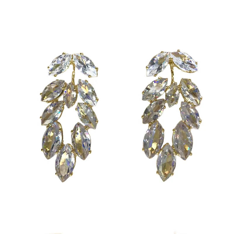 Statement Gold Earrings-Marquis Vine Statement Earring