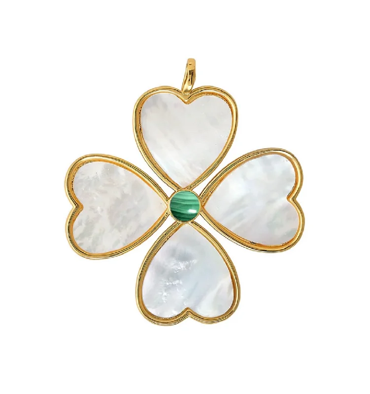 Cute Heart Necklace-Heart Clover Malachite