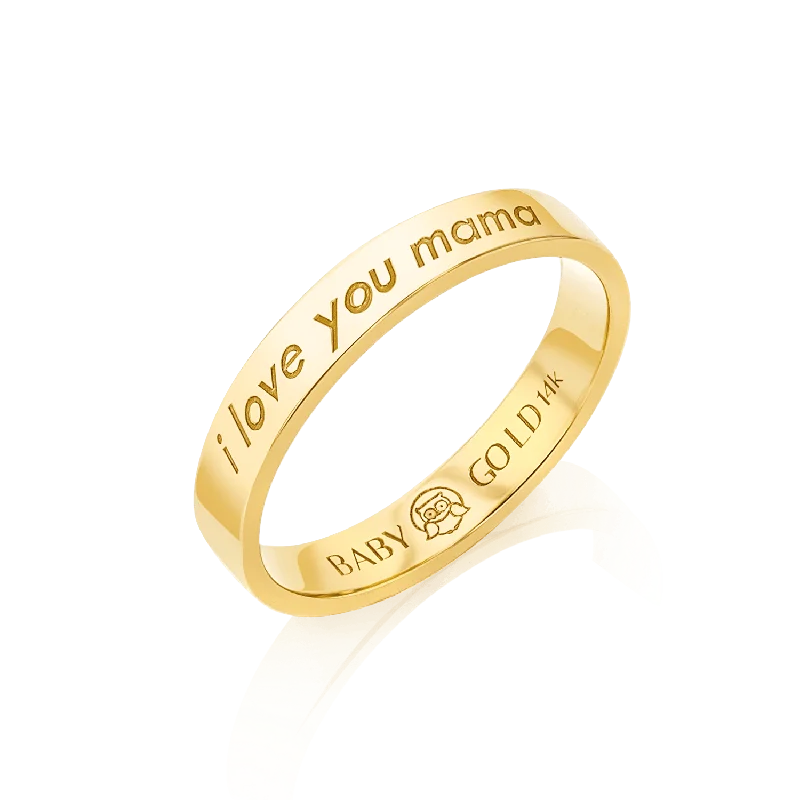 Rose Gold Wedding Ring Set-I Love You Mama Ring