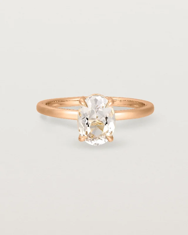 Oval Diamond Engagement Ring-Una Oval Solitaire | Morganite