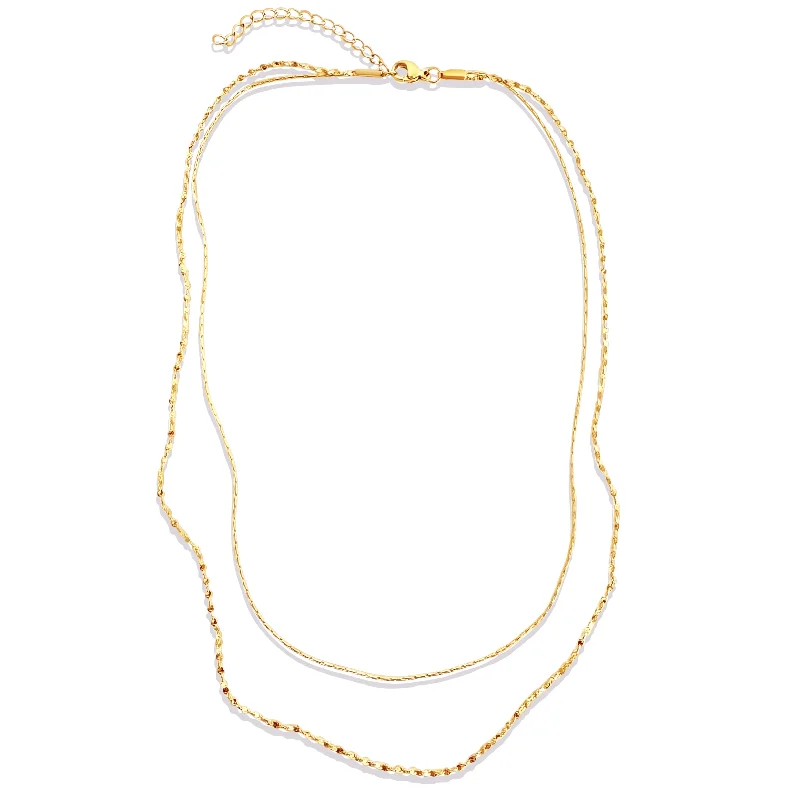 Simple Choker Necklace-Pevla Double Chain Necklace