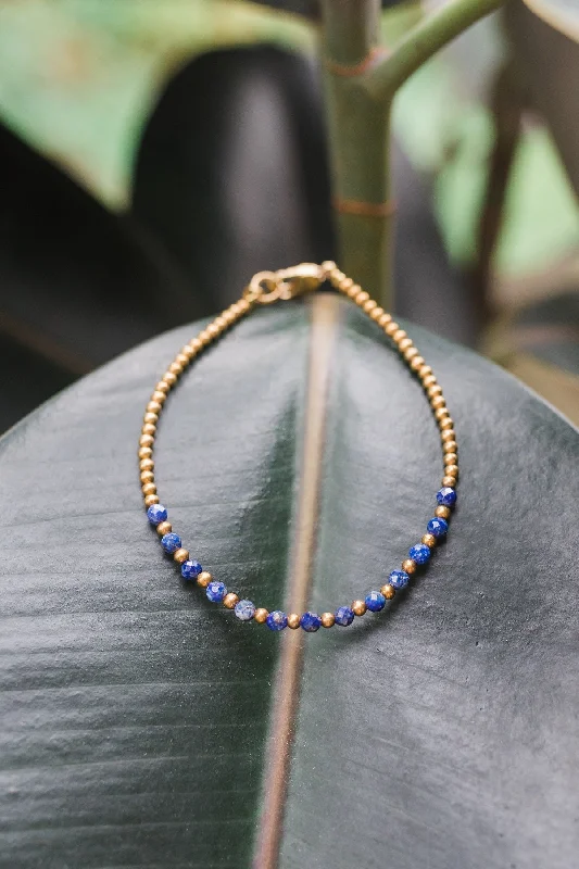 Elegant Gemstone Bracelet-Lapis Partial Bracelet