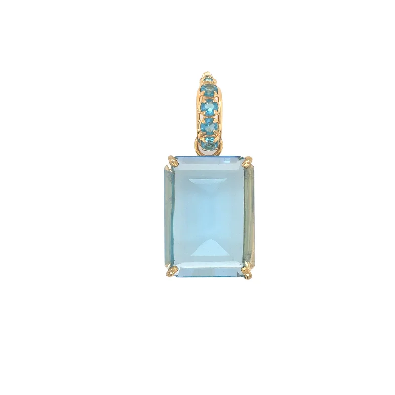 White Diamond Necklace-Blue Topaz Pendent