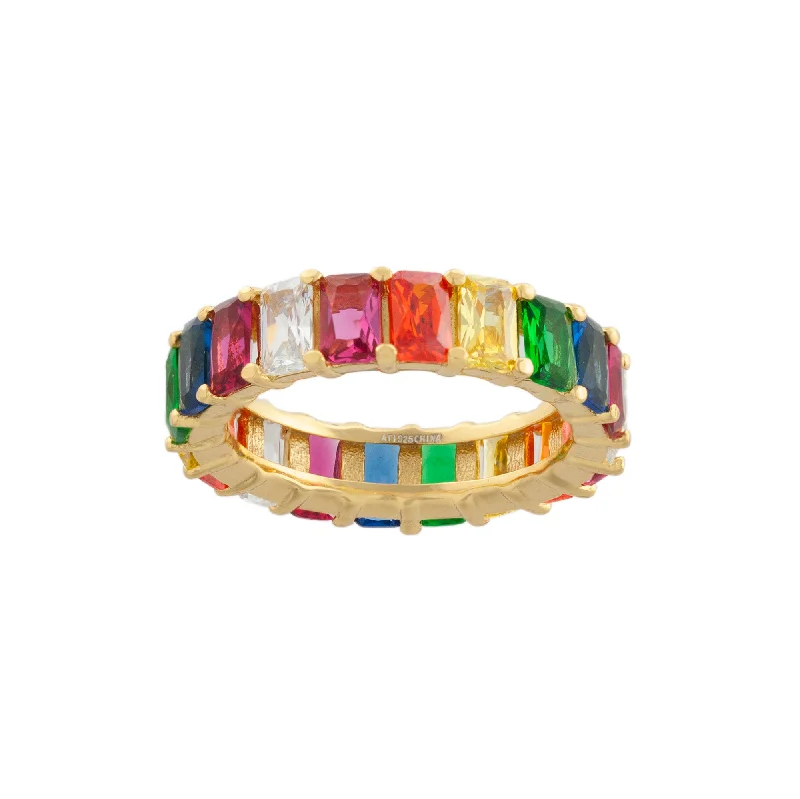 Vintage Engagement Ring-Multi Color Baguette Ring