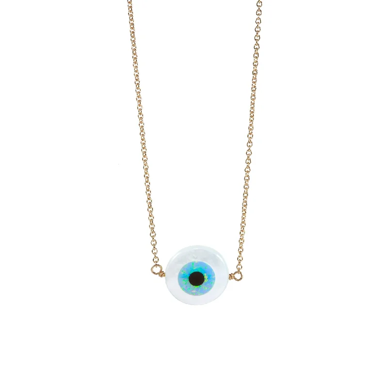 Eco-Friendly Necklace-bara boheme | Medium "EVIL EYE" Opal Necklace